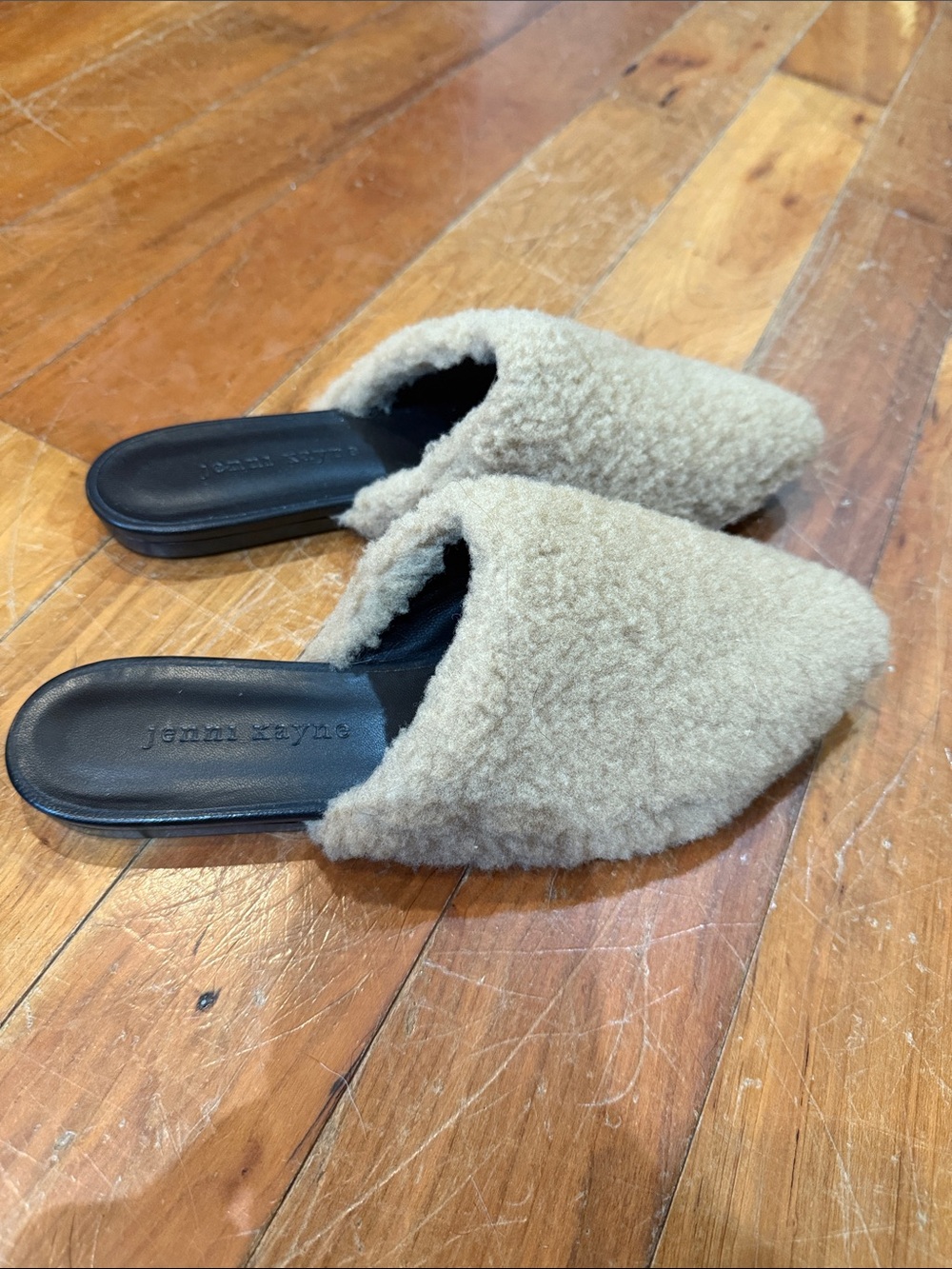 Jenni Kayne Taupe Shearling Slide Mules